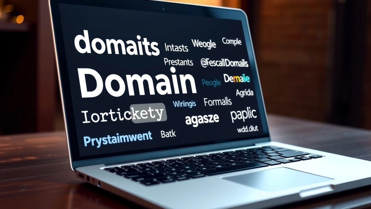 présentation de noms de domaine sur un ordinateur portable