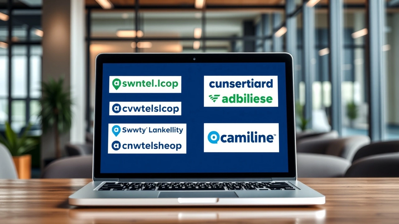 présentation de noms de domaine sur un ordinateur portable