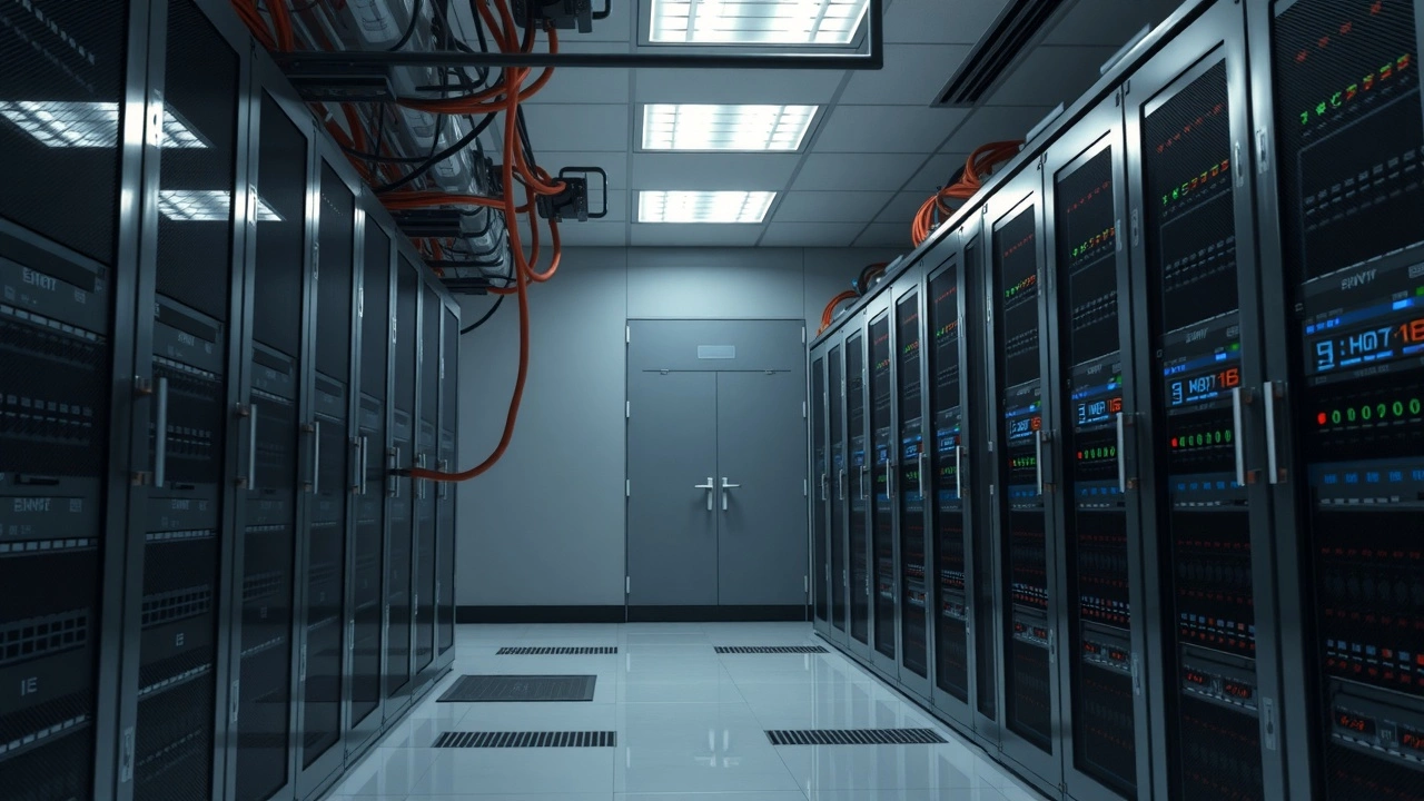 salle de serveur avec systèmes de sécurité avancés