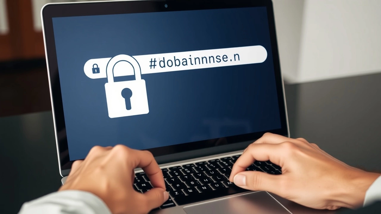 une personne sécurisant un nom de domaine sur un ordinateur