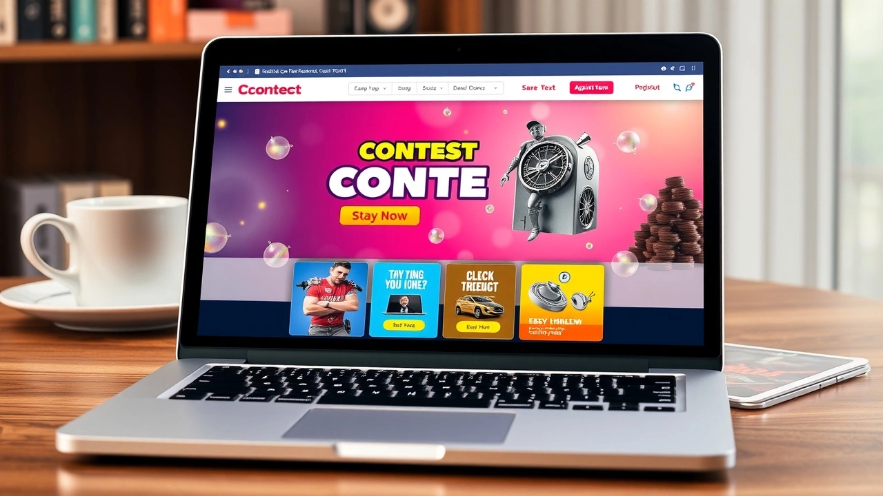 un ordinateur portable avec un site de jeu concours