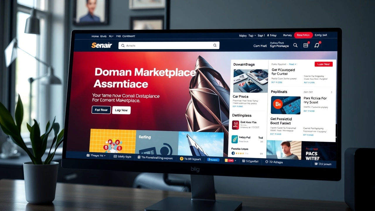 interface d'un site de vente de noms de domaine