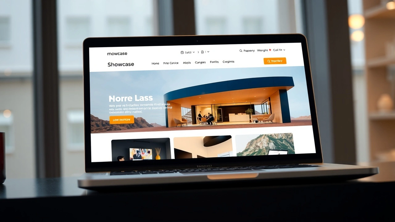 ordinateur portable avec site web de présentation visible