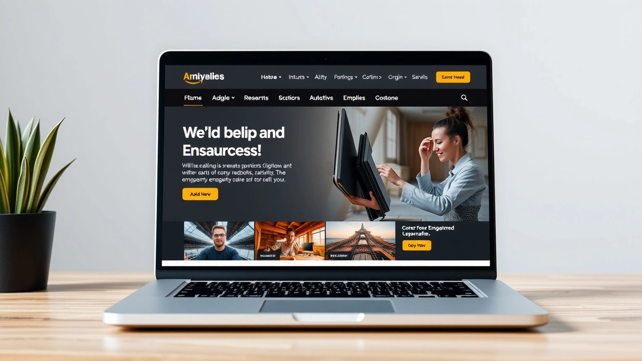 ordinateur portable affichant un site vitrine moderne