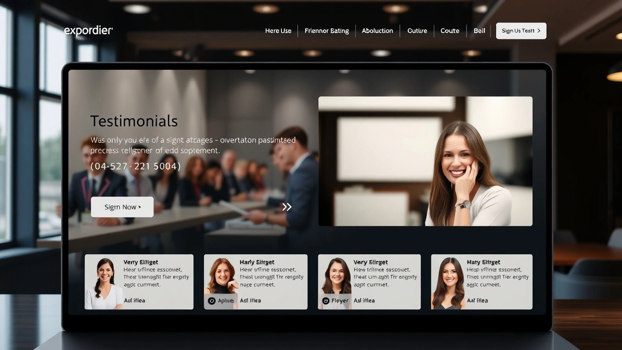 site vitrine montrant des témoignages de clients