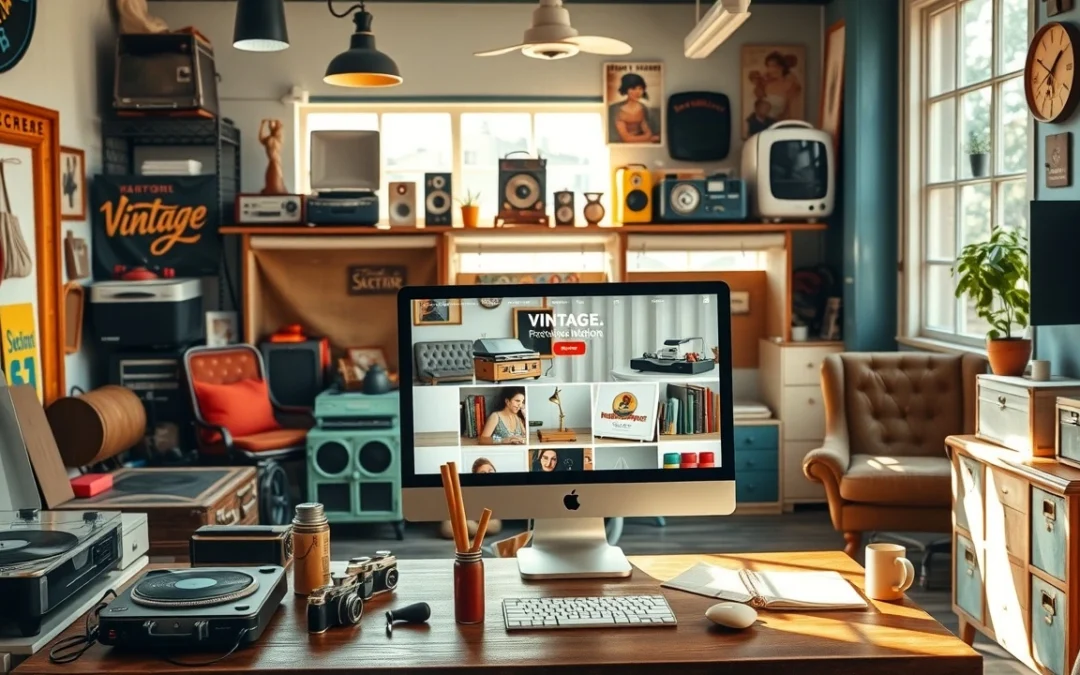 Studio de design de site vintage avec des objets rétro