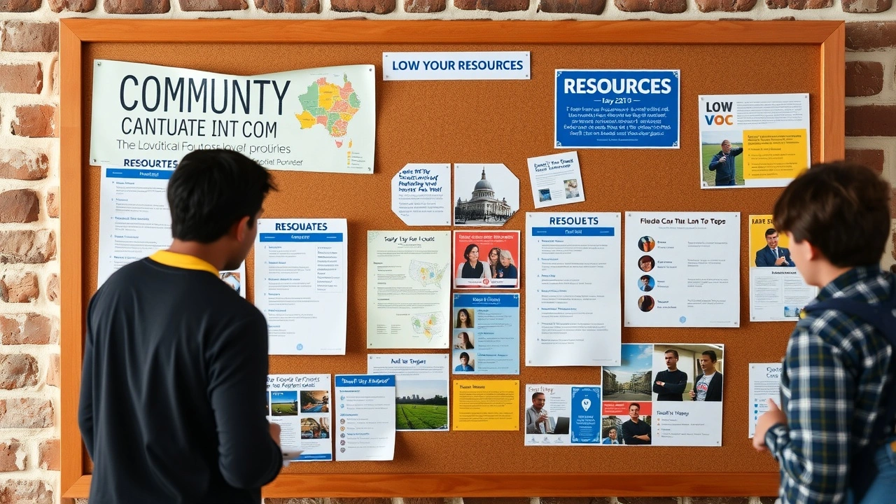 un tableau communautaire avec des ressources locales