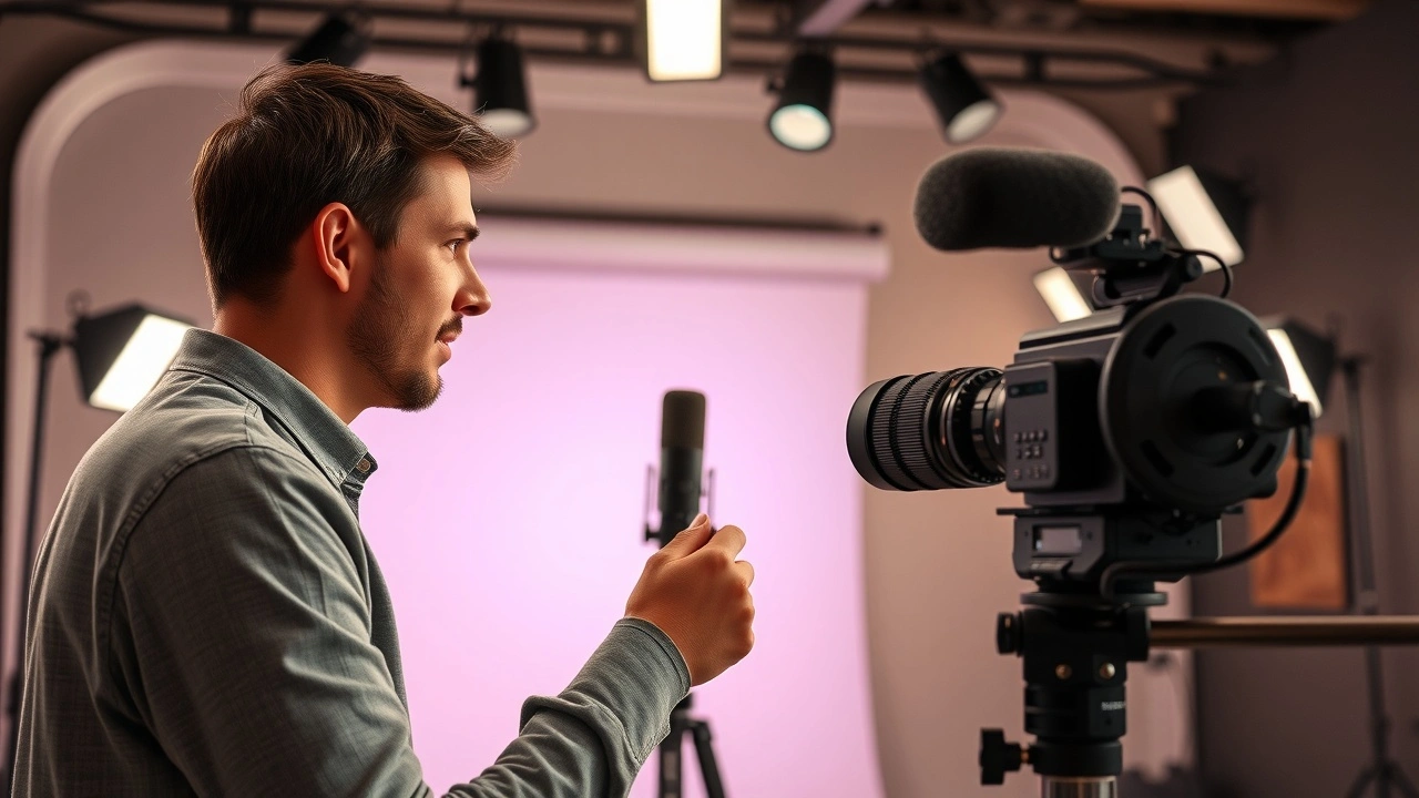 person enregistrant un témoignage vidéo dans un studio