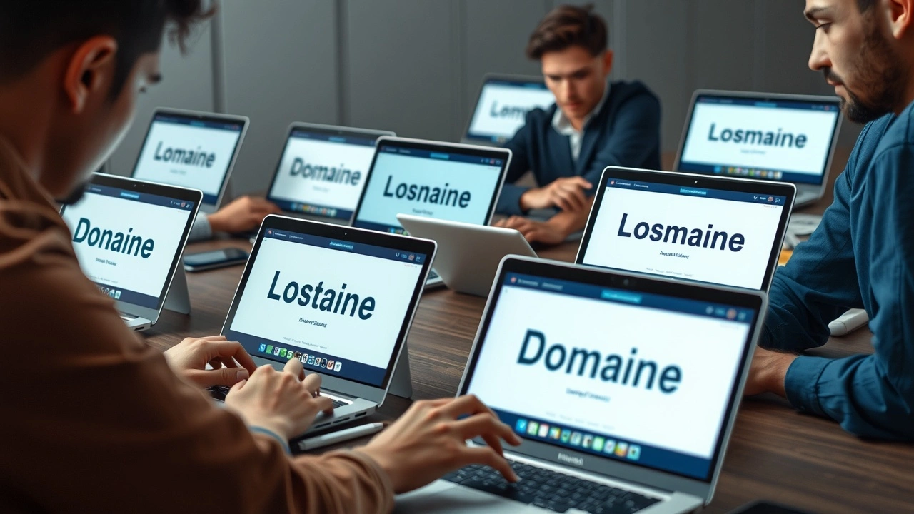 personnes testant des noms de domaine sur des ordinateurs portables