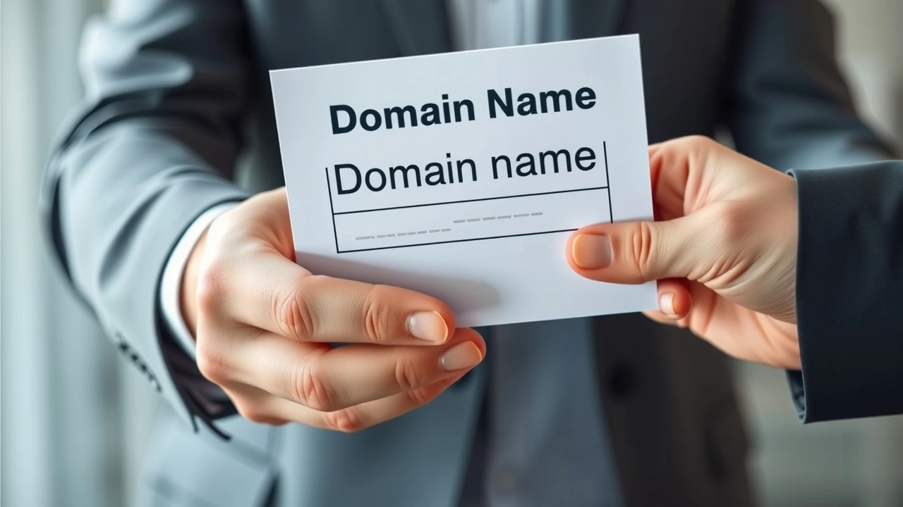 deux mains échangent un document de transfert de nom de domaine