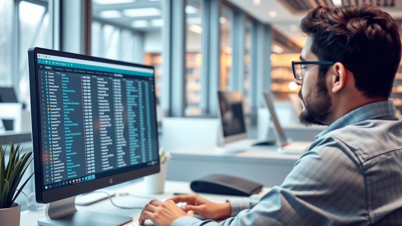 une personne travaille sur un ordinateur pour un nom de domaine