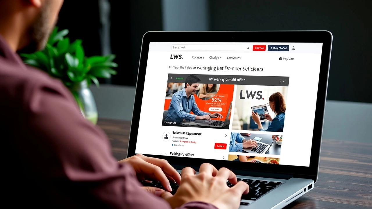 un utilisateur consultant le site LWS sur son ordinateur portable