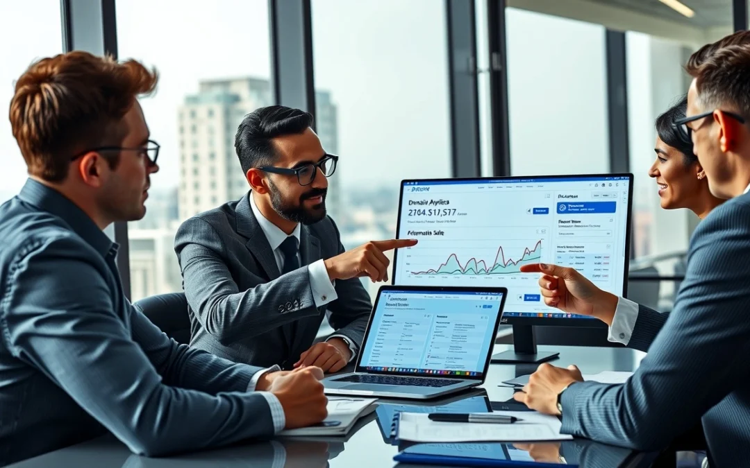 Une image illustrant une réunion d'affaires sur la vente de noms de domaine.