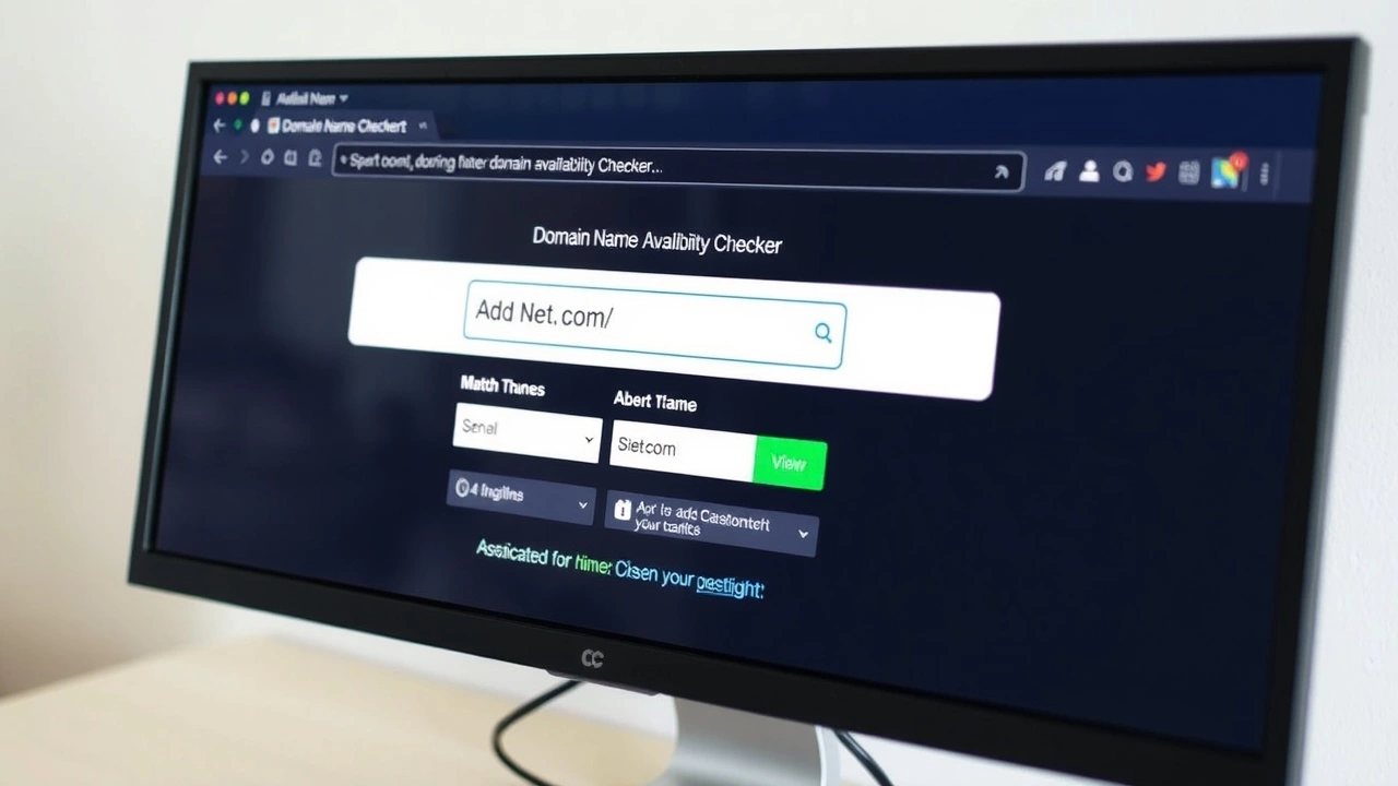 écran d'ordinateur avec un vérificateur de disponibilité de domaine