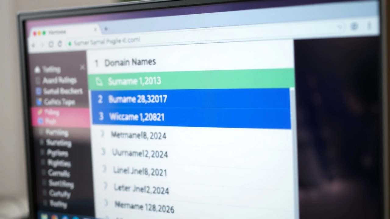 écran d'ordinateur avec des options de noms de domaine