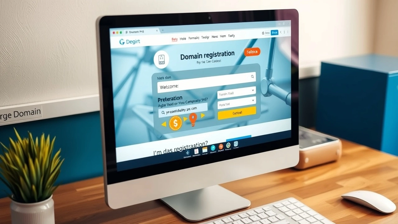 ordinateur avec site d'enregistrement de domaine ouvert