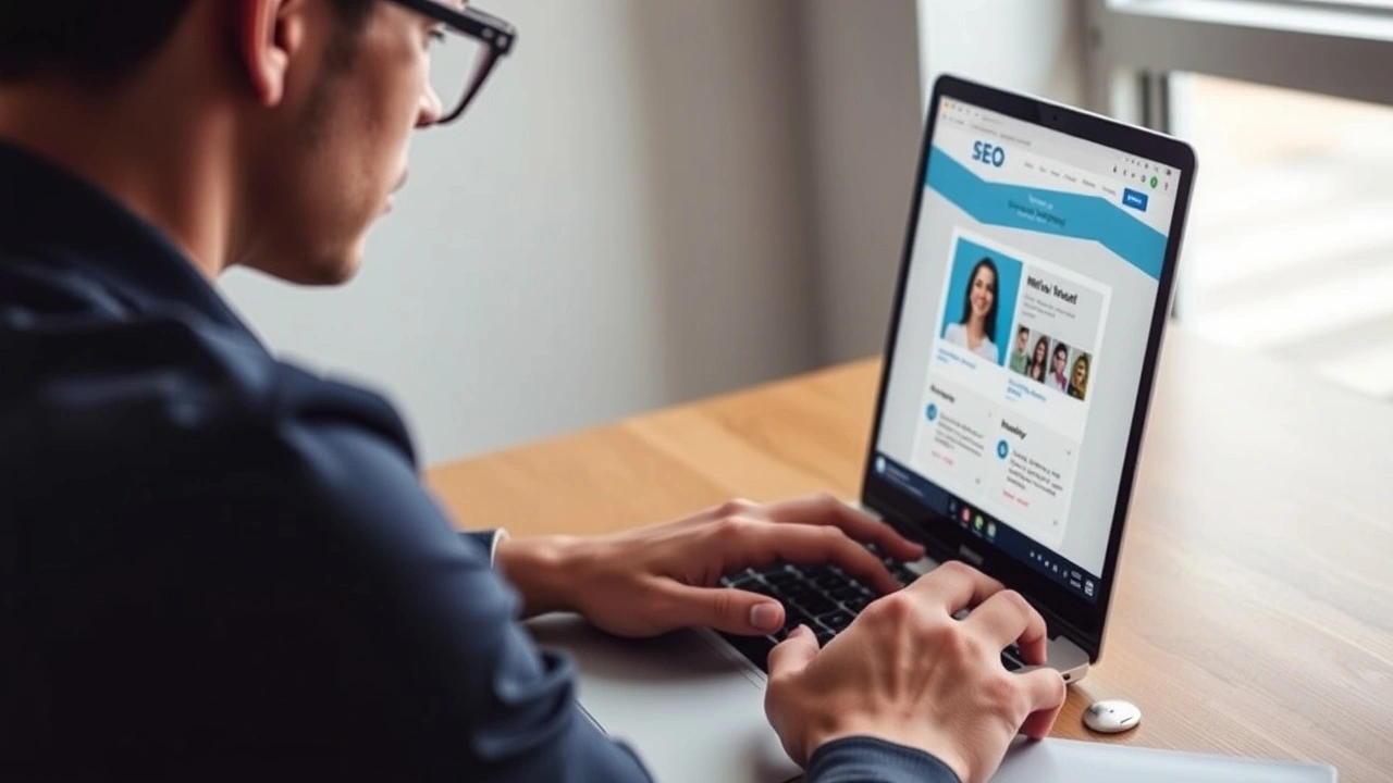 person travaillant sur un site web de mini-site SEO