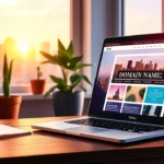 Une scène illustrant la transformation d'un nom de domaine en un blog rentable et engageant.