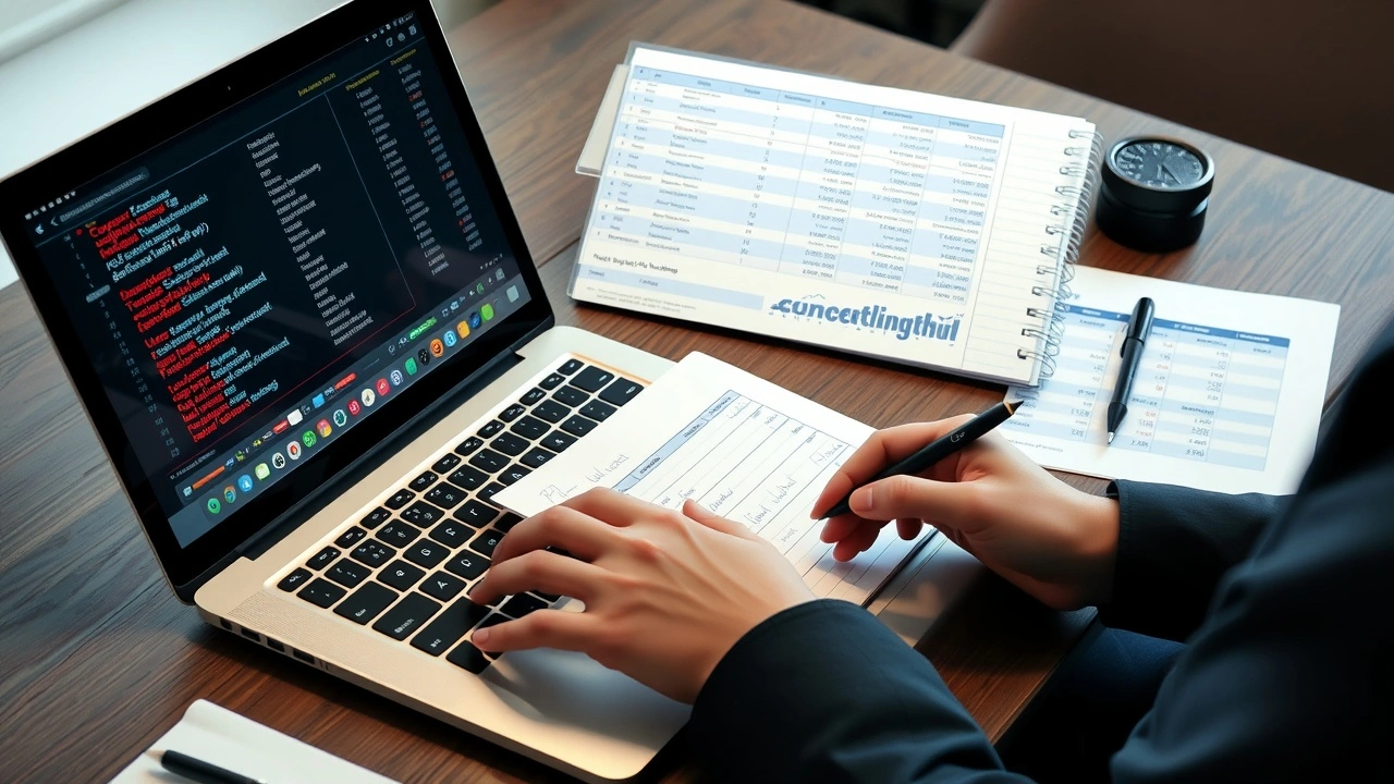 person analysant des noms de domaine sur un ordinateur