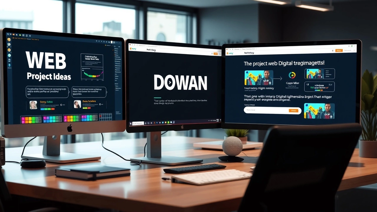 bureau moderne avec ordinateurs affichant des projets web