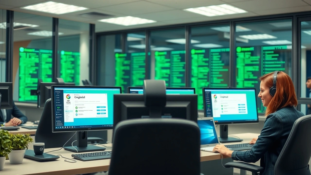 bureau d un registrar de domaine avec des ordinateurs