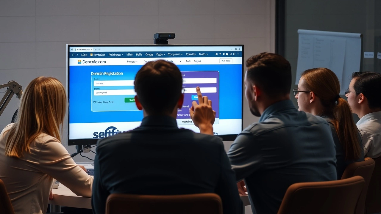 groupe de personnes discutant d'un nom de domaine