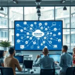 Illustration d'un espace de travail créatif avec des stratégies de redirection de domaine