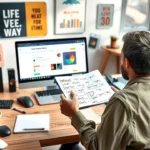 Un individu réfléchissant à la sélection d'un nom de domaine pour réussir un projet web.