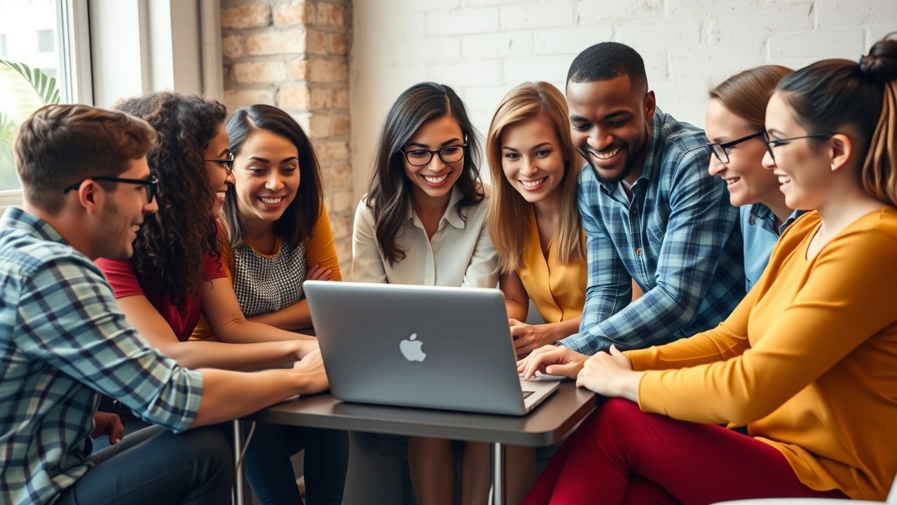 groupe de personnes collaborant sur un projet de blog