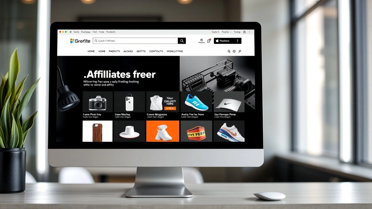 interface de site d'affiliation sur un écran d'ordinateur