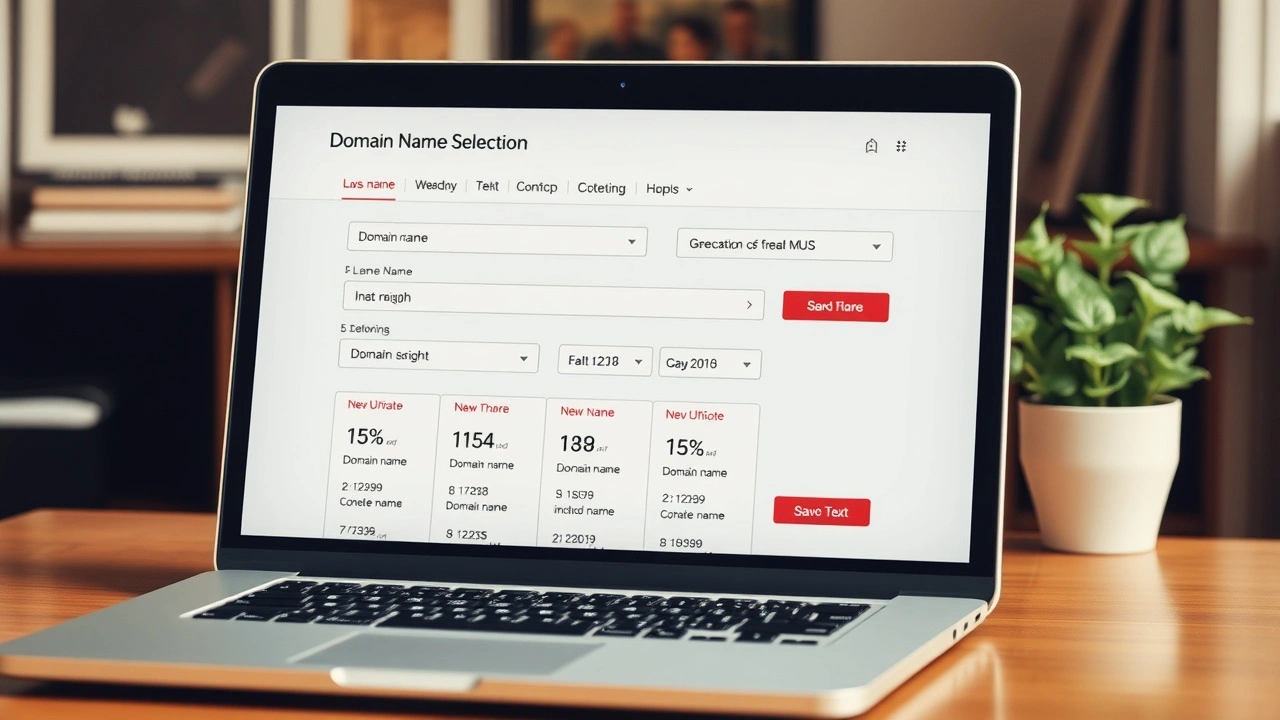 un ordinateur portable montrant des options de nom de domaine