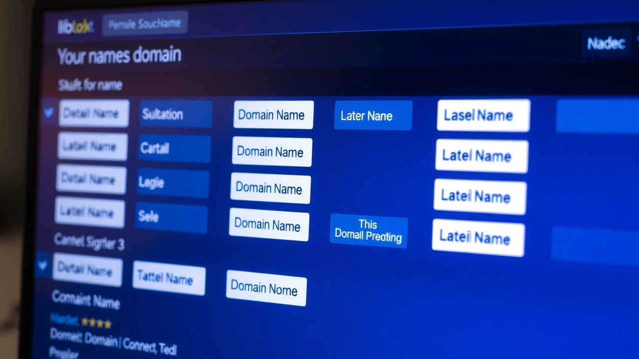 ordinateur montrant une sélection de noms de domaine