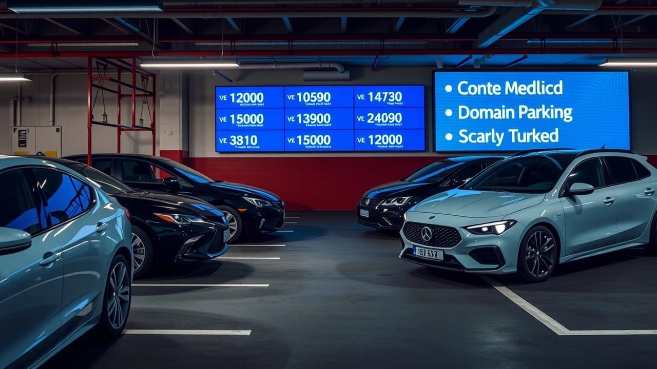 espace de parking de noms de domaine avec voitures