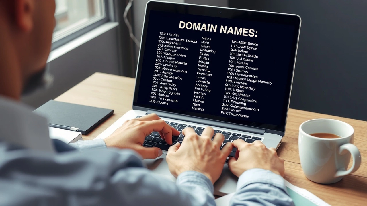 person analysant des noms de domaine sur un ordinateur