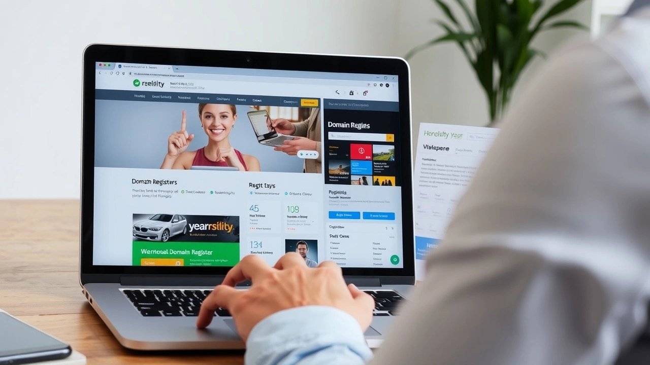 person comparant des registraires de domaine sur un ordinateur