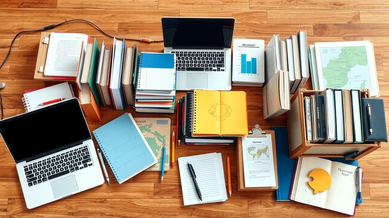 ressources éducatives sur une table en bois