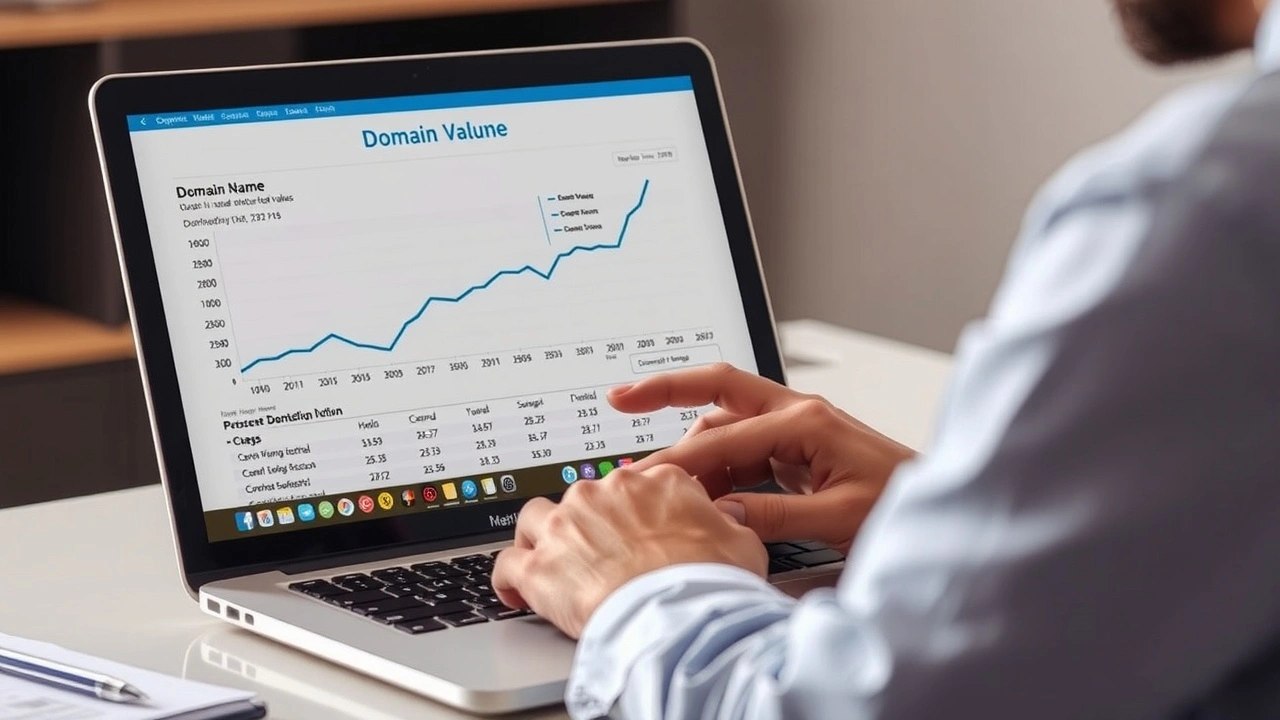 person analysant un graphique de valorisation de nom de domaine