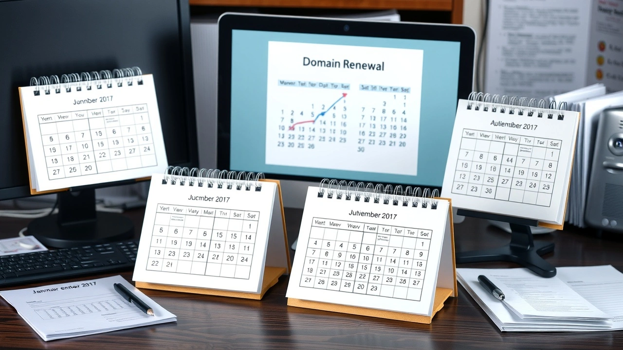 calendriers de renouvellement de nom de domaine sur un bureau