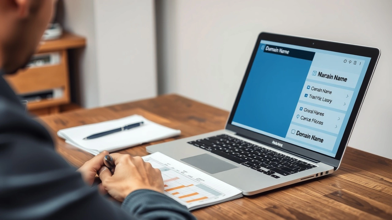 person cherchant des noms de domaine sur un ordinateur