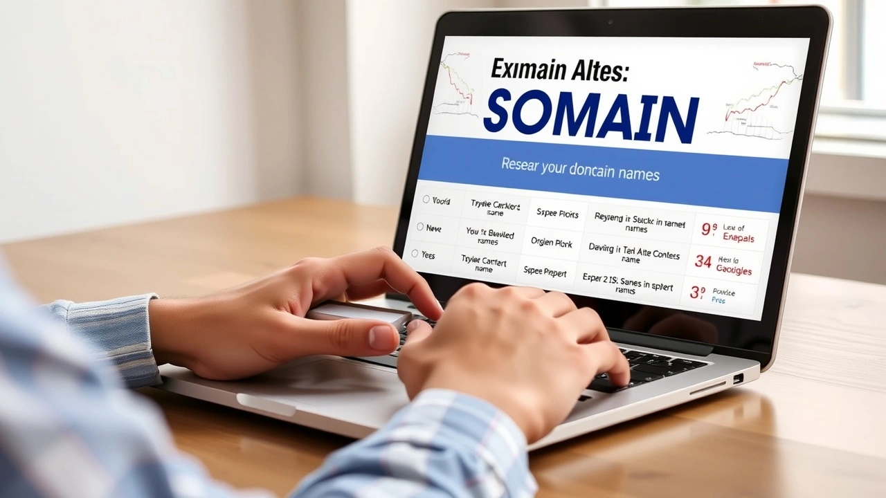 person utilisant un ordinateur pour choisir un nom de domaine