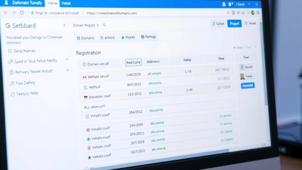 un écran d'ordinateur avec un tableau de bord de domaine