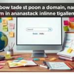 Une scène photoréaliste illustrant les éléments à considérer pour choisir un nom de domaine