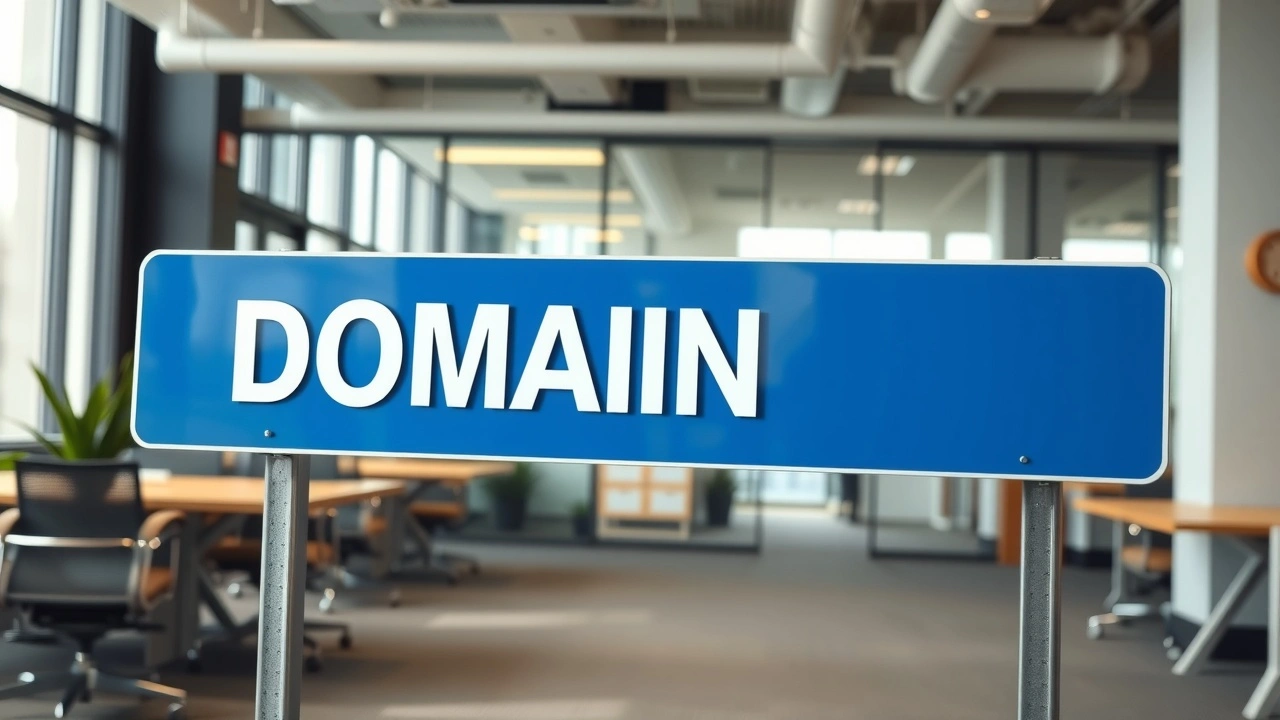 enseigne d'un nom de domaine garé dans un bureau