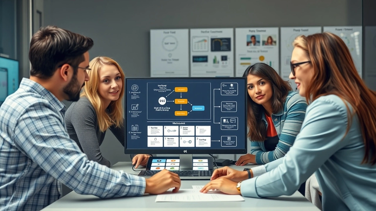 groupe de personnes travaillant sur des diagrammes de microservices