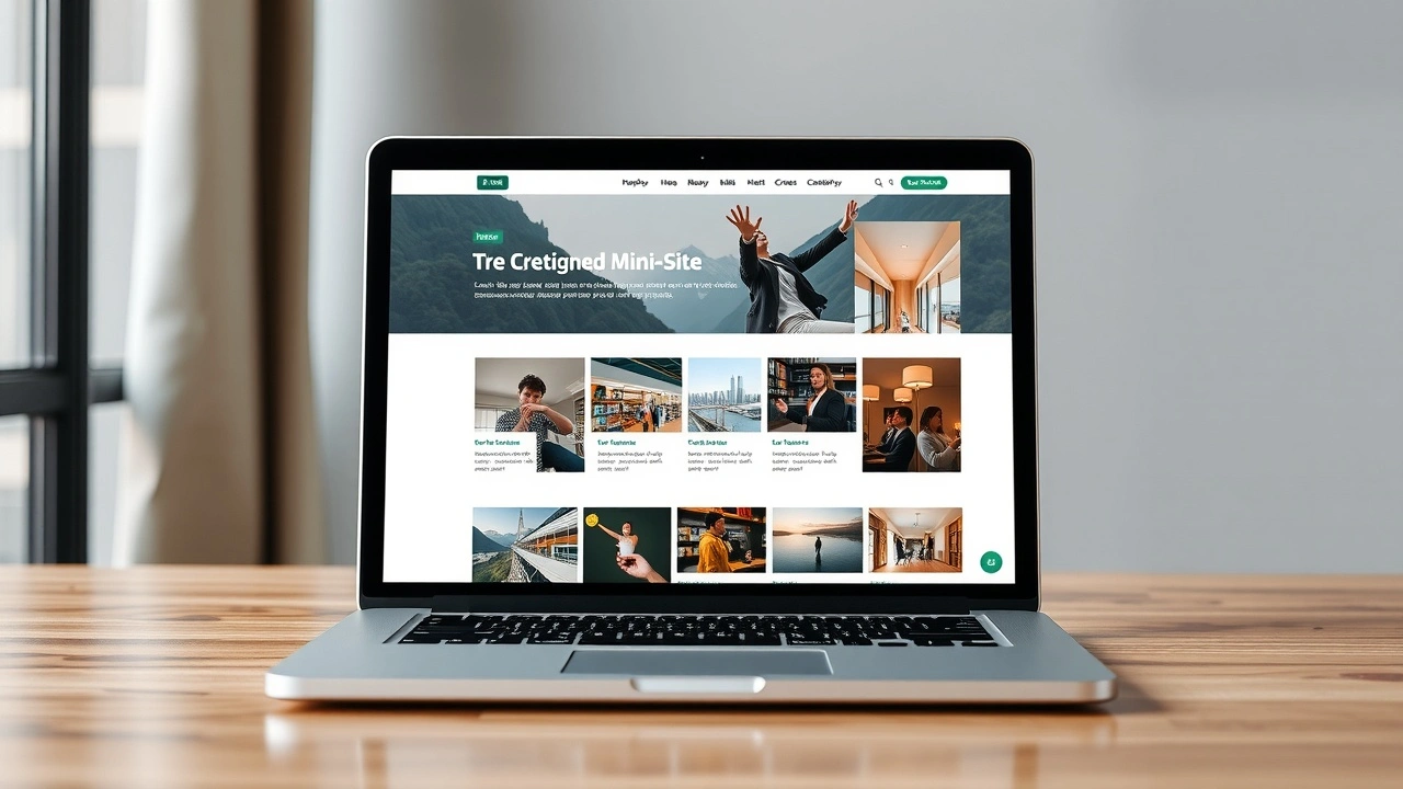 un ordinateur portable montrant un mini-site de portfolio