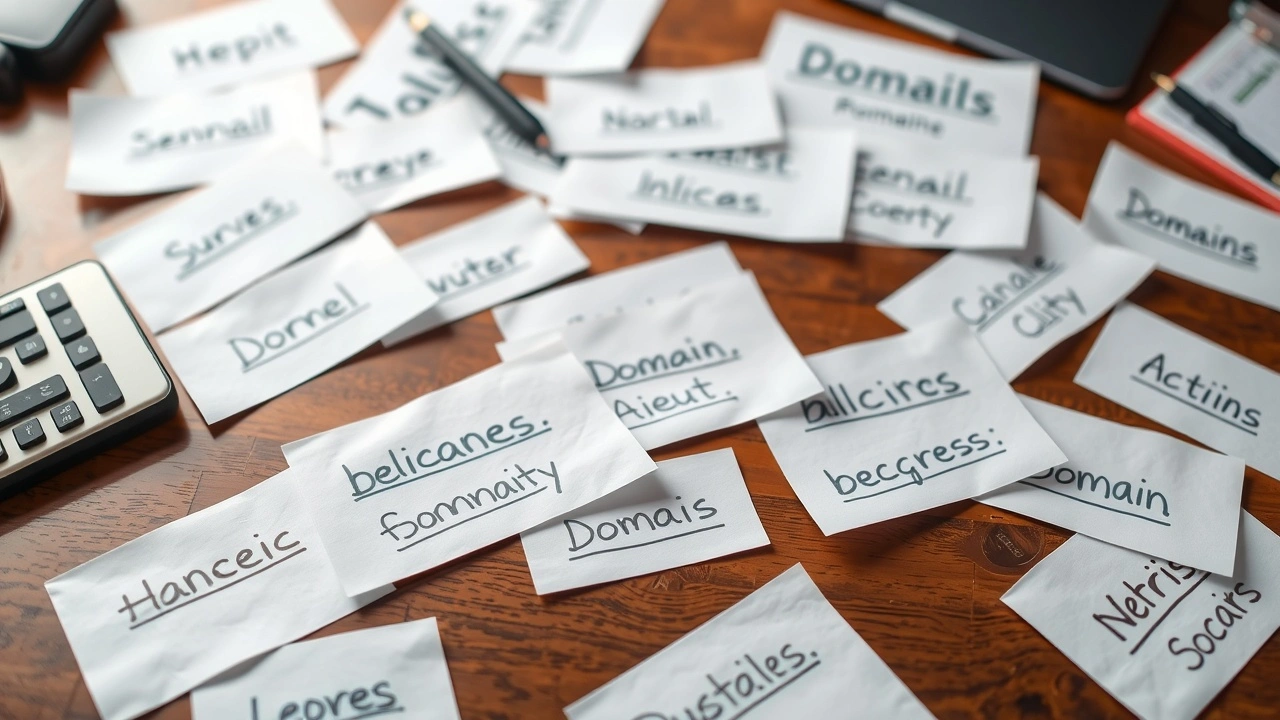 collection de noms de domaine sur un bureau