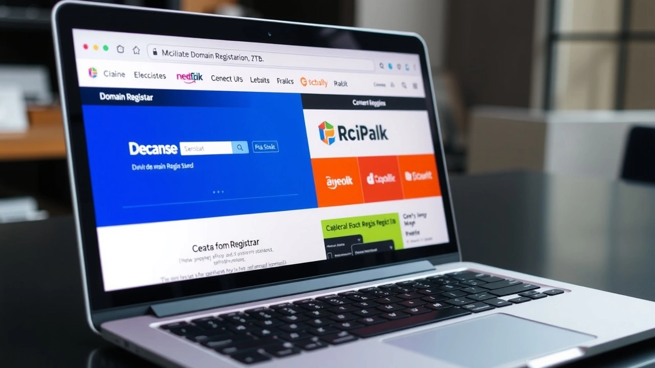 ordinateur affichant des sites de registraires de domaine