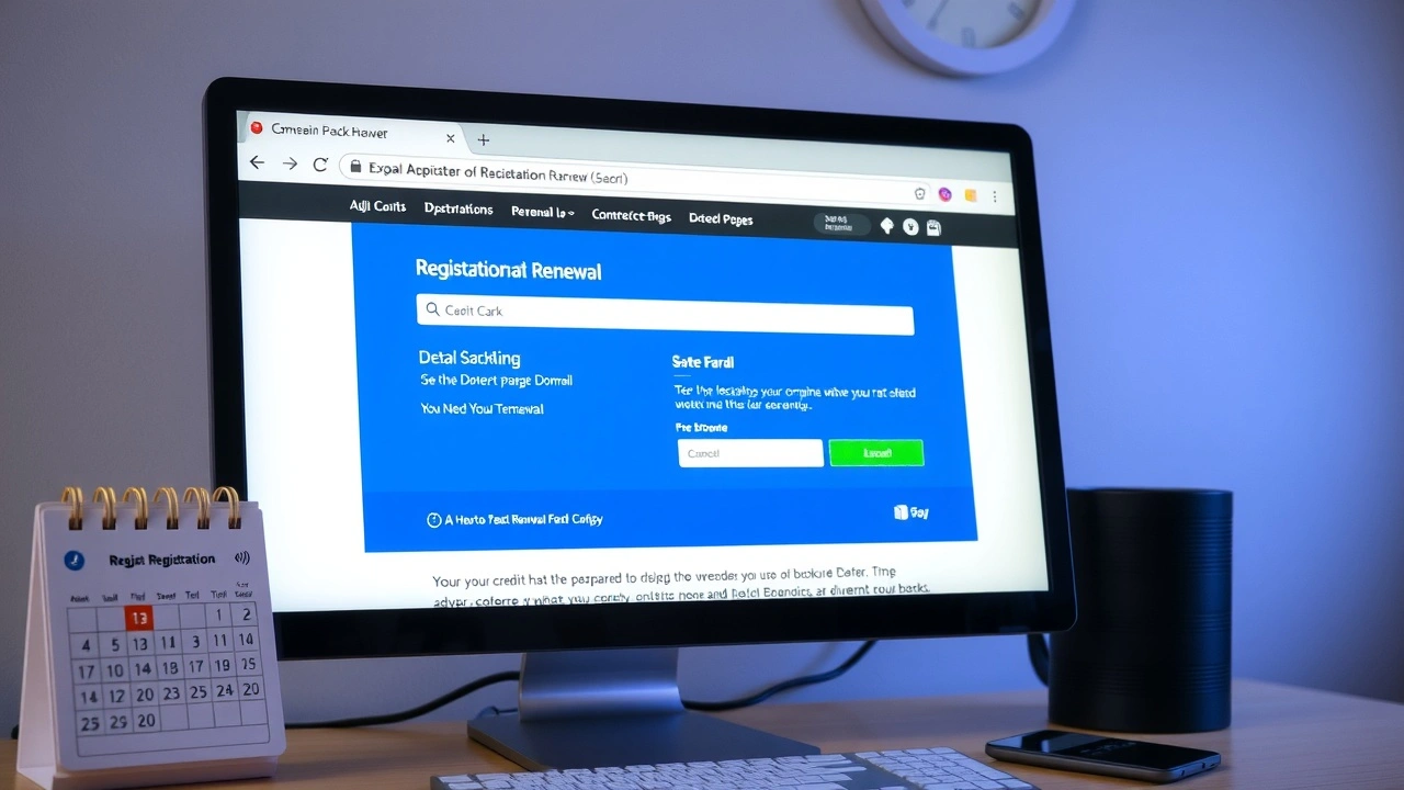 ordinateur affichant un site de renouvellement de nom de domaine