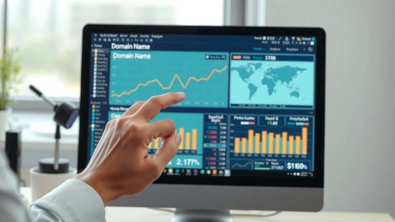 person analysant des metrics de noms de domaine