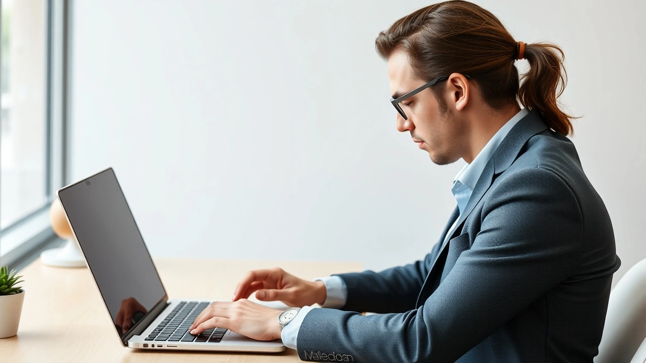 person analysant des noms de domaine sur un ordinateur portable